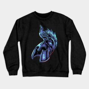 Crow on helmet of a Spartan Crewneck Sweatshirt